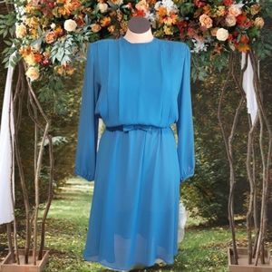 Vintage 80s Blue Sheer Dress